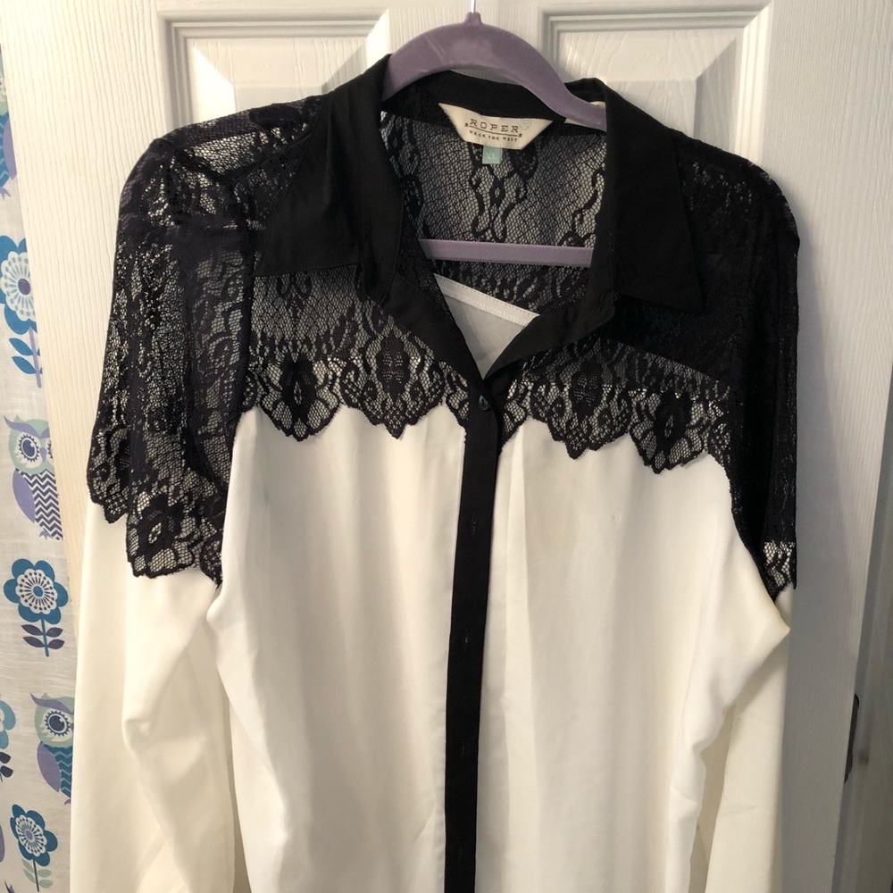 Black and white lace western shirt